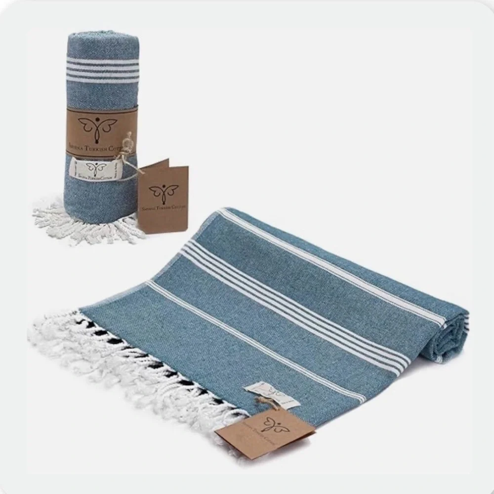 Blue and White Turkish Towel